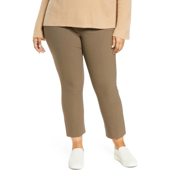 NWT Vince Womens Stitch Front Pants Size XXL Taupe Brown Size Zip Ankle Length